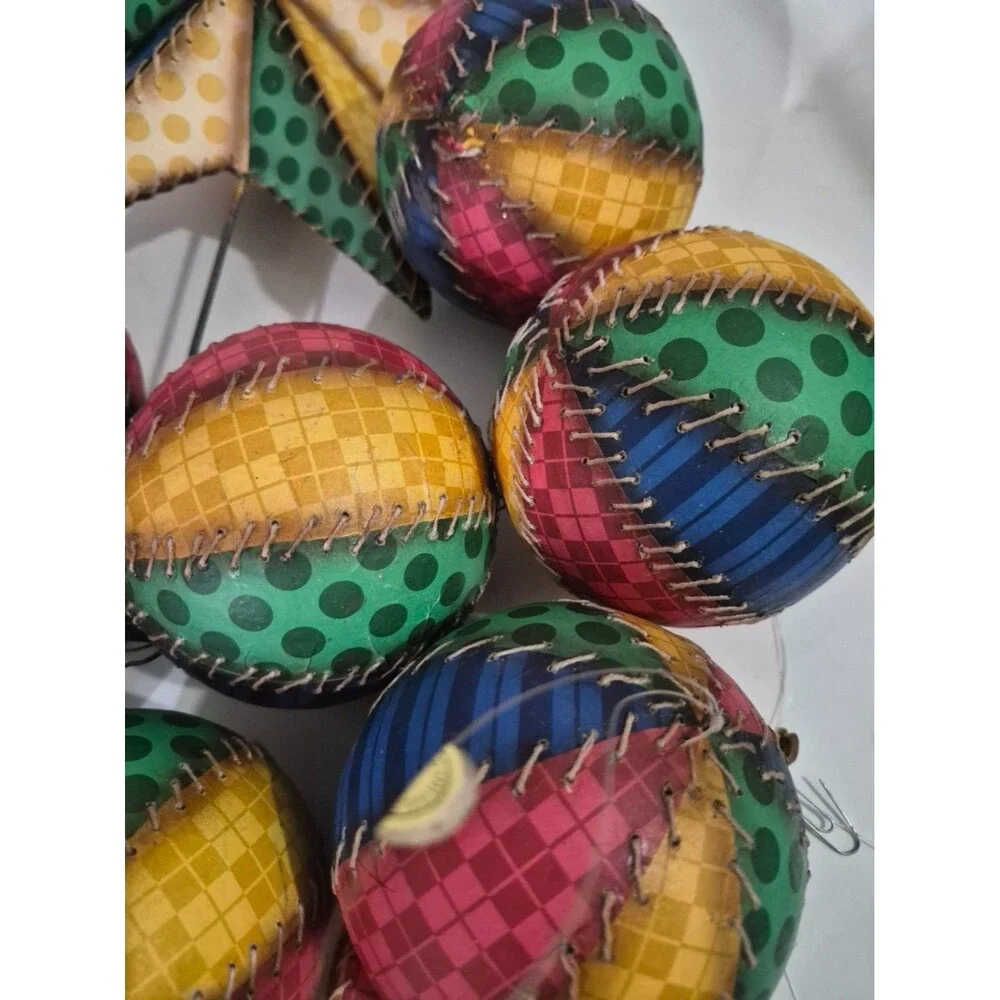Colorful Vintage Hand Made Christmas Ornaments From Philippines Set Of 14